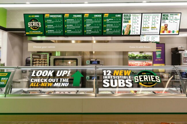 Subway store counter and menu