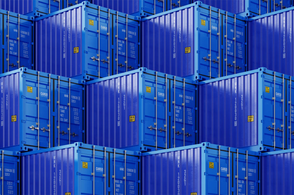 Blue shipping containers