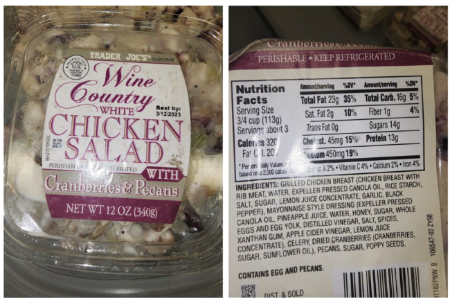 Trader Joe's chicken salad public health alert