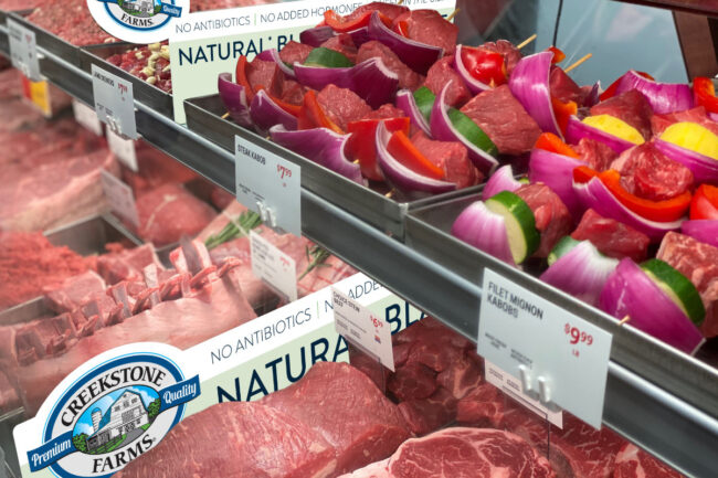 Creekstone natural meats on grocery store shelf