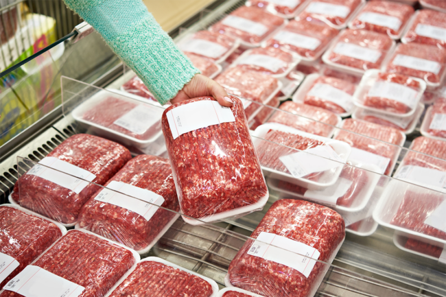 ground meat in retail case