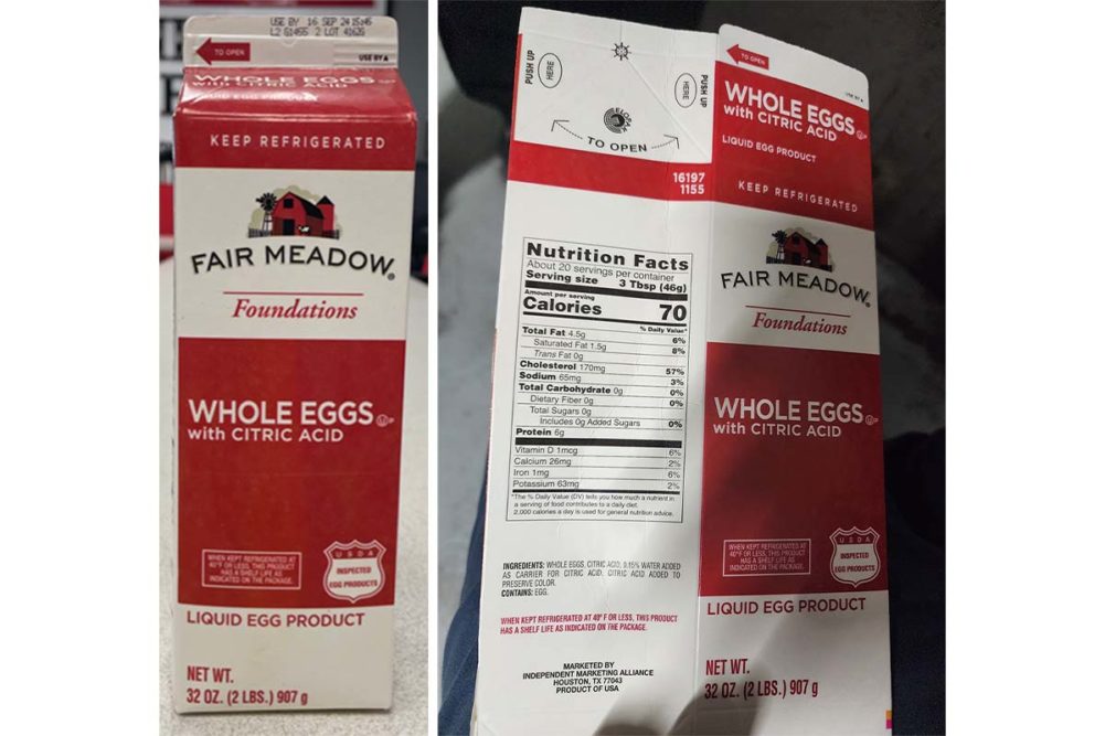 liquid egg product recall