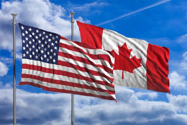 US and Canadian flags