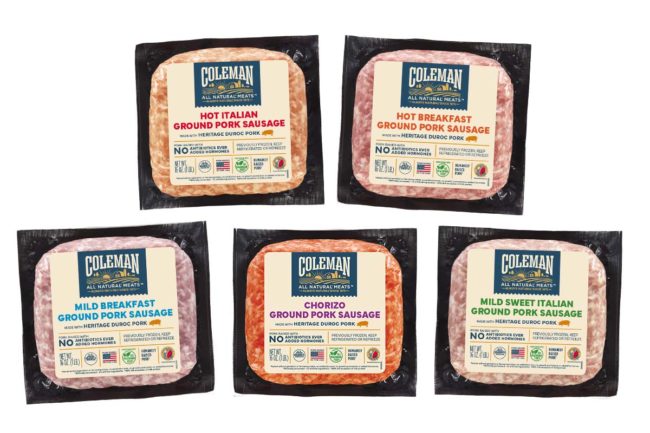 Coleman All Natural Meats' new ground pork sausage products