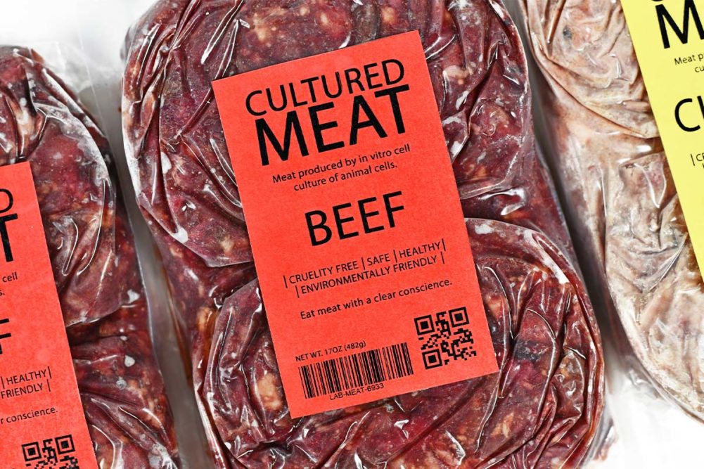 Cultivated beef packaged for retail