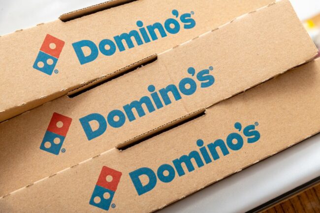 Domino's take-out pizza boxes