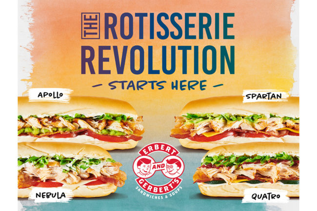 Erbert & Gerbert's Rotisserie Revolution sandwich lineup