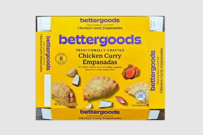 Bettergoods label for Chicken Curry Empanadas