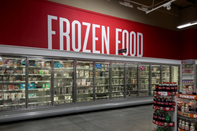 frozen food section of grocery store