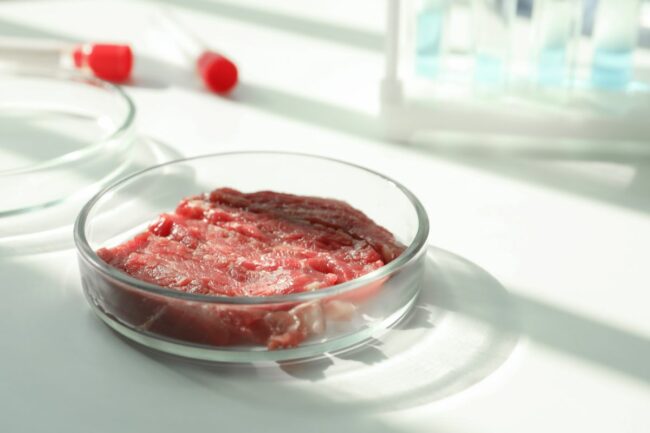 cultivated meat in a petri dish